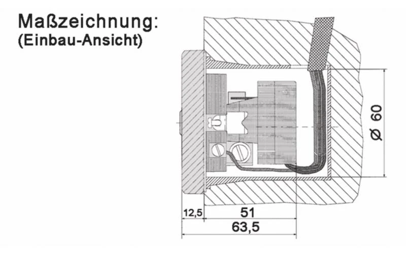 WTS - Einbau/Krallen - Schlüsseltaster mit 1 Tast-Kontakt, 1-polig IMPULS, UP ,Wassergeschützt - Schutzart IP 54