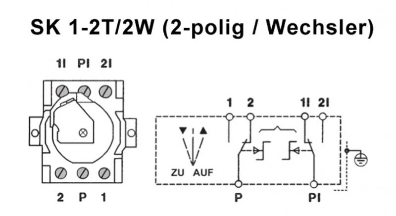 WTS - Einbau/Krallen - Schlüsseltaster mit 2 Tast-Kontakten, 2-polig Wechsler AB/AUF, UP ,Wassergeschützt - Schutzart IP 54