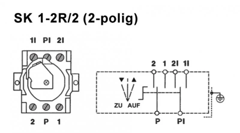 WTS - Einbau/Krallen - Schlüsselschalter mit 2 Rast-Kontakten, 2-polig AB/AUF, UP ,Wassergeschützt - Schutzart IP 54