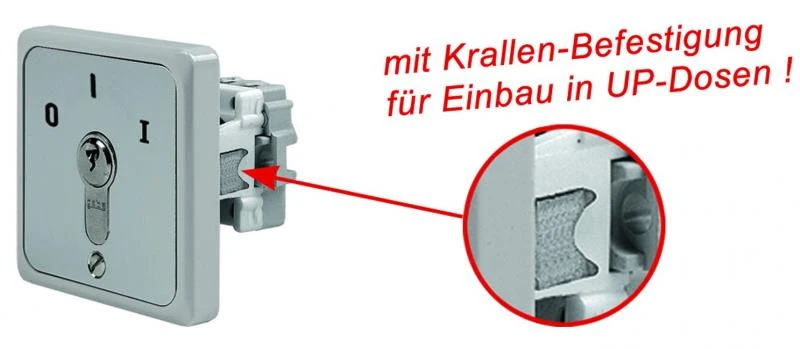 WTS - Einbau/Krallen - Schlüsselschalter AB = tastend / AUF = rastend, 2-polig AB/AUF, UP ,Wassergeschützt - Schutzart IP 54