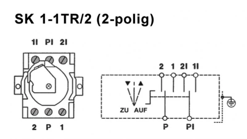 WTS - Einbau/Krallen - Schlüsselschalter AB = tastend / AUF = rastend, 2-polig AB/AUF, UP ,Wassergeschützt - Schutzart IP 54