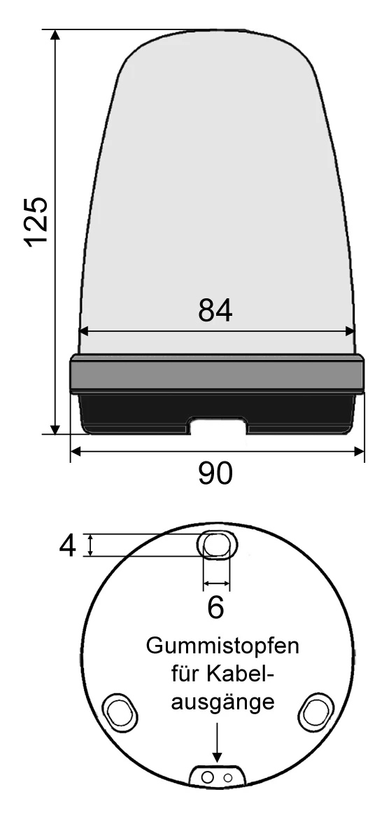 WTS - LED-Blinkleuchte gelb (BL1) mit 6 LED´s, 12-24V oder 230V, Blinklicht oder Dauerlicht