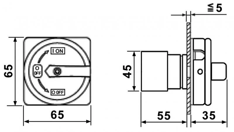 WTS - Hauptschalter HSE-20 für den Fronttafeleinbau, Wassergeschützt (frontseitig), 4-Polig, 20A