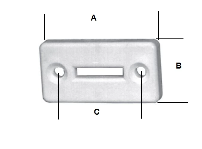 Mini-Gurtführung quer, mit geradem Schlitz, weiß, 42x22 mm