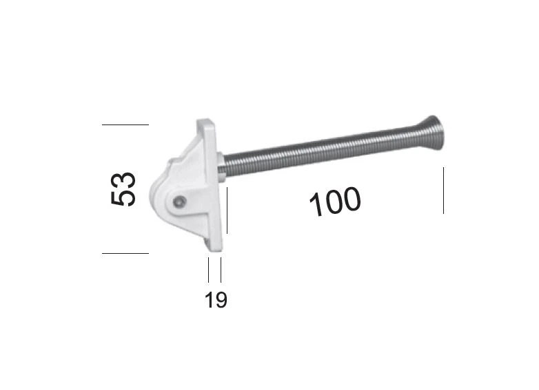 Obere Umlenkung mit Feder für Schnurzug, weiss, 53x100 mm,  Stärke 19 mm