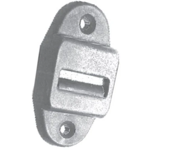 Gurtführung mit verdeckter Leitrolle und Bürste für 23 mm Gurt, weiß, Anschraubplatte 31 x 61 mm