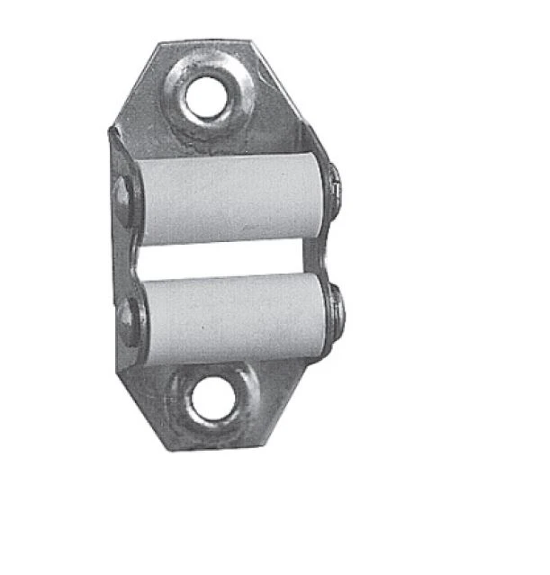 Gurtführung mit Doppelleitrolle hoch, verzinkt, für 23 mm Gurt, rollen weiß, Anschraubplatte 32 x 60 mm