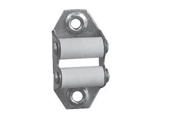 Gurtführung mit Doppelleitrolle hoch, verzinkt, für 23 mm Gurt, rollen weiß, Anschraubplatte 32 x 60 mm