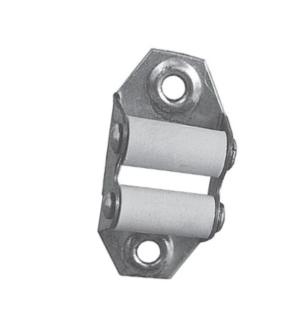 Gurtführung mit Doppelleitrolle hoch, verzinkt, für 23 mm Gurt, rollen weiß, Anschraubplatte 32 x 60 mm