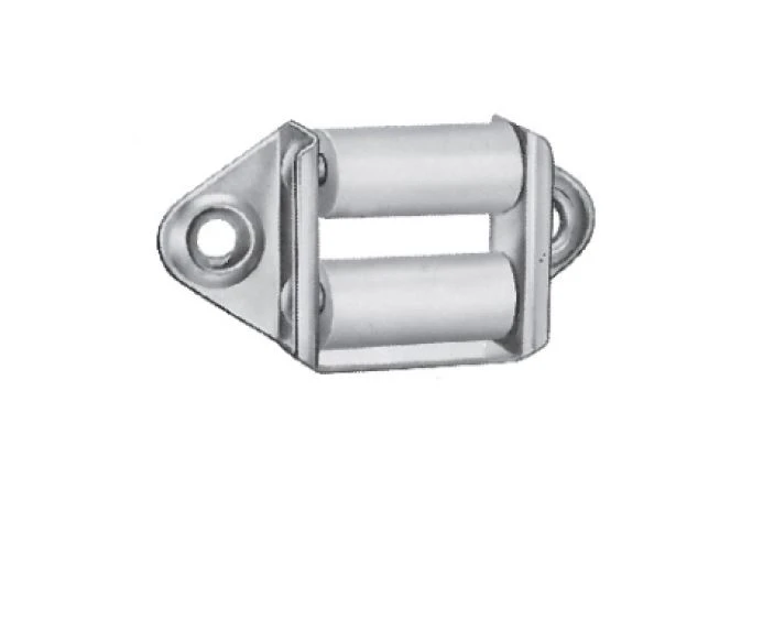 Gurtführung mit Doppelleitrolle quer, verzinkt, für 23 mm Gurt, rollen weiß, Anschraubplatte 64 x 32 mm