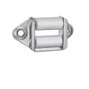 Gurtführung mit Doppelleitrolle quer, verzinkt, für 23 mm Gurt, rollen weiß, Anschraubplatte 64 x 32 mm