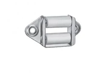 Gurtführung mit Doppelleitrolle quer, verzinkt, für 23 mm Gurt, rollen weiß, Anschraubplatte 64 x 32 mm