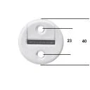 Gurtführung rund, für 23 mm Gurt, mit Bürste, weiß, zweiteilig, Ø 40 mm, Lochabstand 23 mm