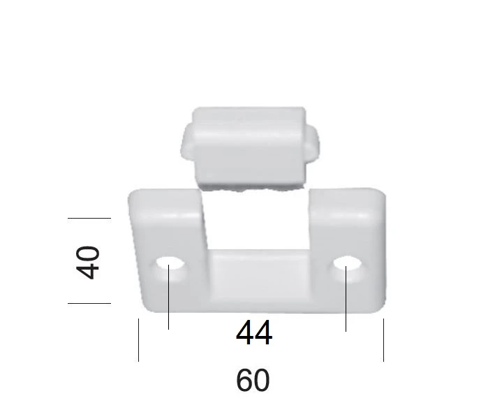 Gurtführung quer. für 23 mm Gurt, mit Schrägschlitz und Bürste, weiß, zweiteilig, 60 x 40 mm