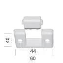 Gurtführung quer. für 23 mm Gurt, mit Schrägschlitz und Bürste, weiß, zweiteilig, 60 x 40 mm