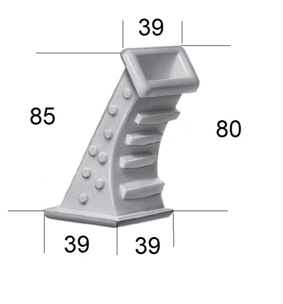 Gurtführung 80 mm, gebogen, zum Eingipsen, mit Bürste für 23 mm Gur