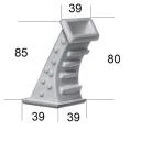 Gurtführung 80 mm, gebogen, zum Eingipsen, mit Bürste für 23 mm Gur