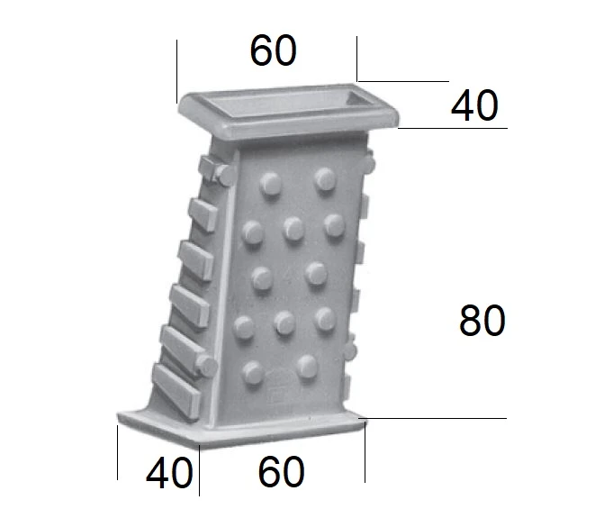 Gurtführung 80 mm, gerade, zum Eingipsen, mit Bürste für 23 mm Gurt
