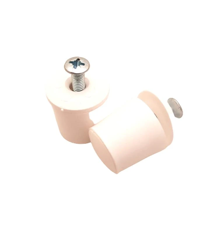 2 x Anschlagstopfen 20 mm   Weiß  mit Kappe