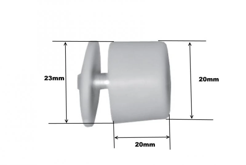 2 x Anschlagstopfen 20 mm   Weiß  mit Kappe