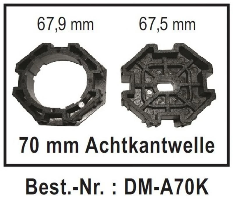 WTS - Adapterset DM-A70K : 70 mm Achtkantwelle für alle Rohrmotoren  Ø 45 mm, Serie