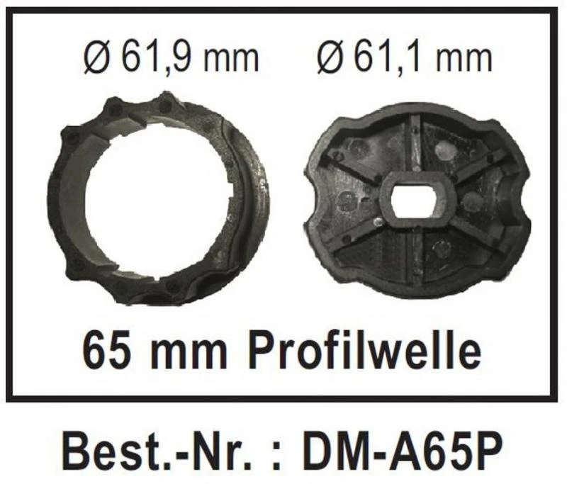 WTS - Adapterset DM-A65P : 65 mm Profilwelle für alle Rohrmotoren  Ø 45 mm, Serie