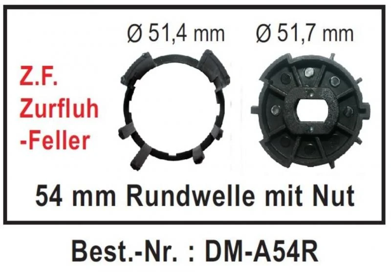 WTS - Adapterset DM-A54R : 54 mm Rundwelle mit Nut für alle Rohrmotoren  Ø 45 mm, Serie