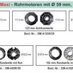 WTS - Adapterset DM-A70K-59 : 70 mm Achtkantwelle nur für Maxi - Rohrmotoren  Ø 59 mm, Serie DM-59 + DMH-59