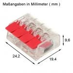 Compact-Verbindungsklemme Serie KLV, 4 Leiter mit 4 Betätigungshebeln/Klemmhebeln