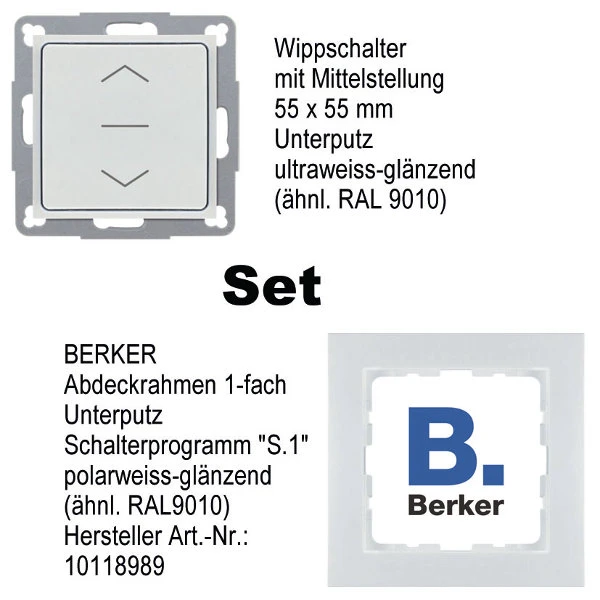 WTS- Wippschalter mit Mittelstellung 55x55mm, Rast-Funktion