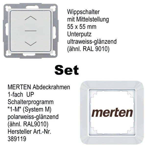 WTS- Wippschalter mit Mittelstellung 55x55mm, Rast-Funktion