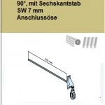 Gelenklager 90-Ö 90°, mit Sechskantstab SW 7 mm Anschlussöse. für Rohrantriebe mit Handkurbelanschluss