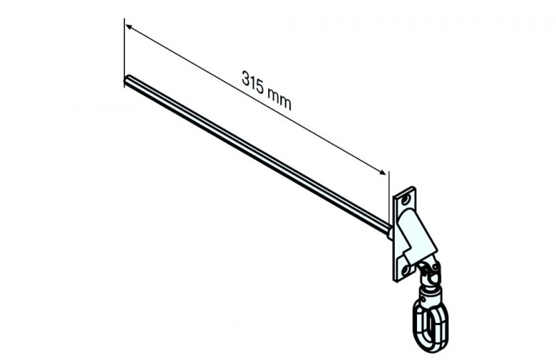 Gelenklager 90-Ö 90°, mit Sechskantstab SW 7 mm Anschlussöse. für Rohrantriebe mit Handkurbelanschluss