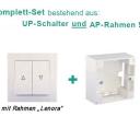 WTS - Doppel-Wipp-Schalter mit Rast / Taster ohne Rast mit Rahmen Lenora AP/UP Set