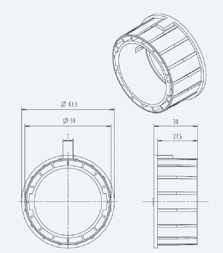 Adapter Zwischenring 63x1,5 für Becker Antriebe R  für umbau auf Größere Welle