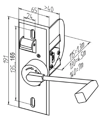 Einlass Kurbel Gurtwickler 9 m Gurtaufnahme, für 23 mm Gurt, Lochabstand 135 - 165 mm Panzer bis 41kg