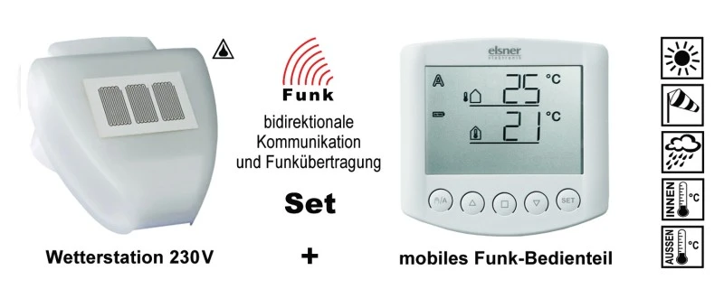 Elsner Solexa Markisen-/Jalousiesteuerung, 230V, mit Bedienteil und Wetterstation E-S1010