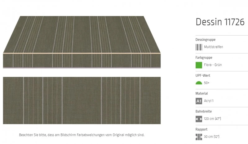 Markisentuch Multistreifen, Flora Grün, UPF 50+, Acryl 1, Stoff-Nr. 11726