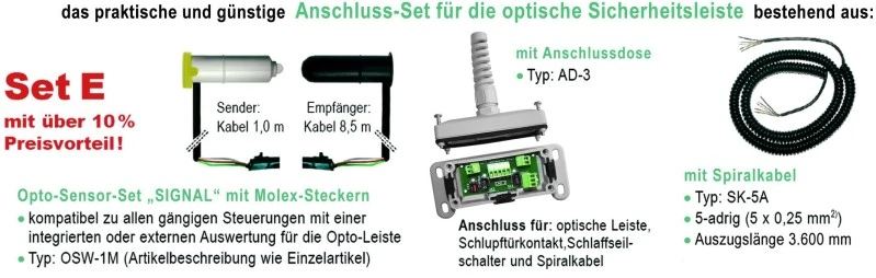 WITT SIGNAL - Schließkantensicherungen Anschluss-Set (3-teilig) für die optische Sicherheitsleiste