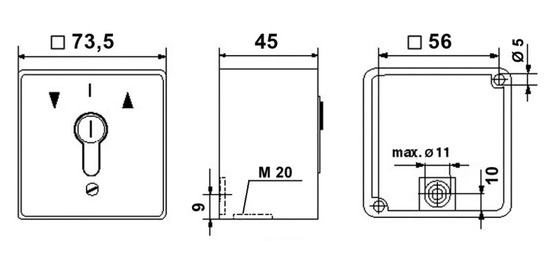 Miniatur -  Schlüsseltaster Typ: MS-APZ1-2T 2 Tast-Kontakten AB/AUF, IP 54