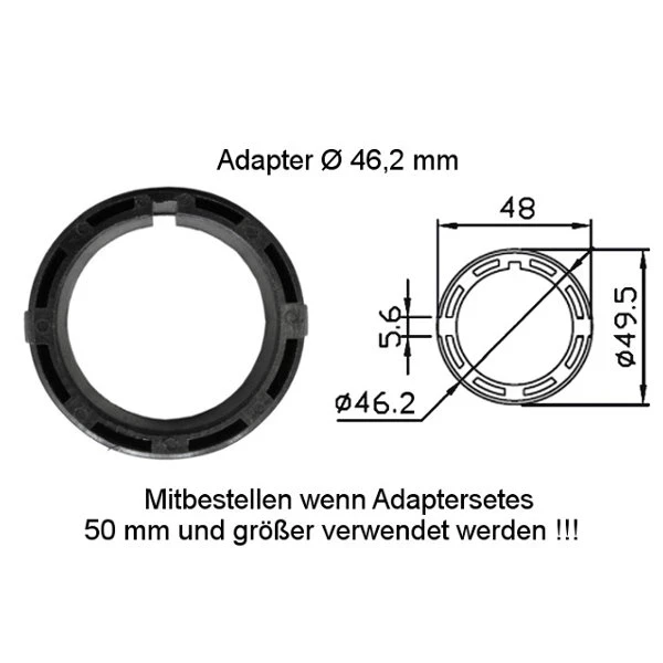 WTS - Reduzierstück DM-A35-45 für Mini-Rohrmotoren  Ø 35 mm, Serie DM - DMF - ME