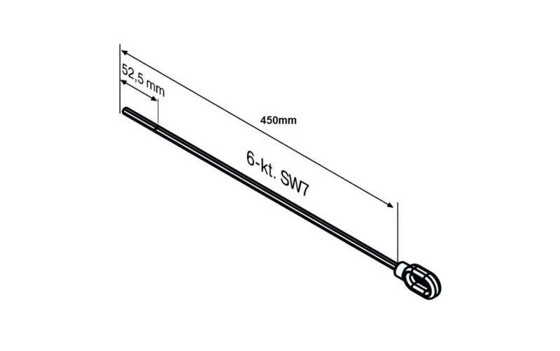 Öse mit Sechskantstab SW 7 mm 450-HK  für Becker Rohrantriebe  mit Handkurbelanschluss, länge 450mm