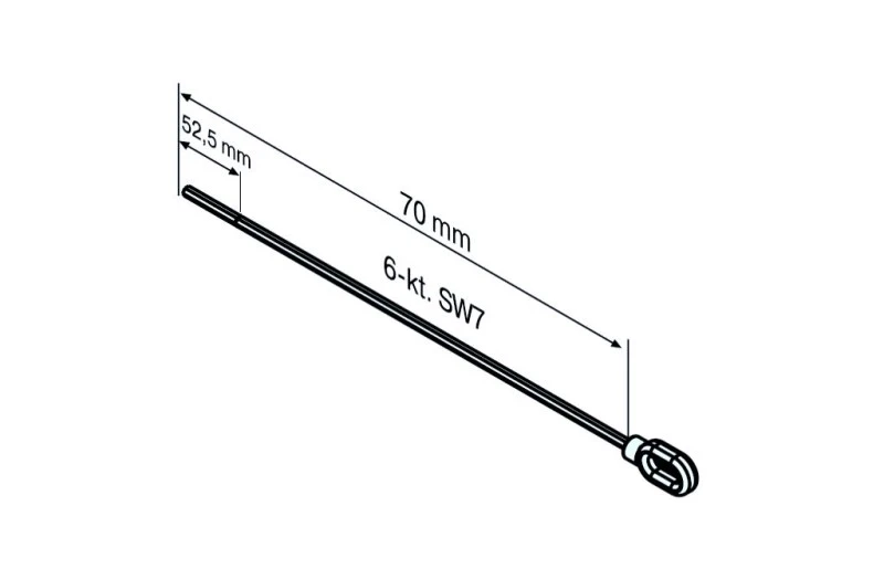 Öse mit Sechskantstab SW 7 mm 70-HK  für Becker Rohrantriebe mit Handkurbelanschluss, länge 70mm  